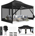 COBIZI 10x15 Canopy Tent, Heavy Duty Pop up Canopy with Sidewalls, Waterproof Easy Setup Canopy with Mosquito Netting, Outdoor Instant Screen Tents for Parties, Wedding, Backyard with Carry Bag, Black