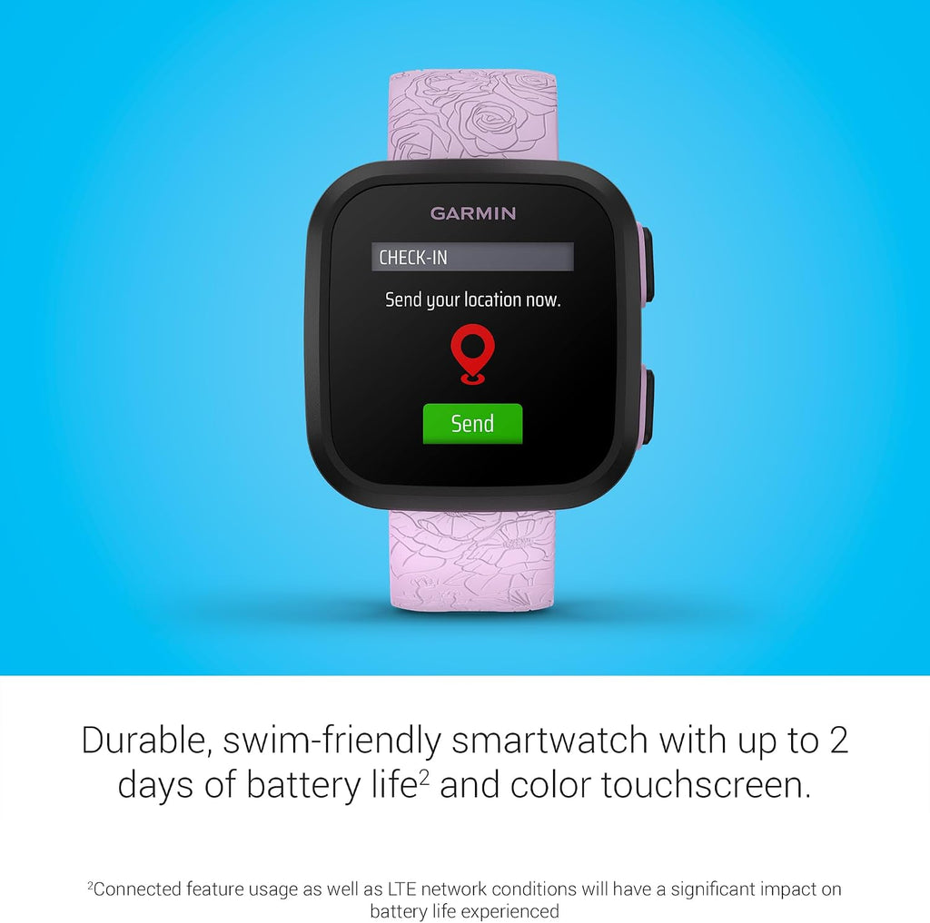 Garmin Bounce™, Kids Smartwatch, Two-Way Text and Voice Messaging, Location Tracking, Lilac Floral