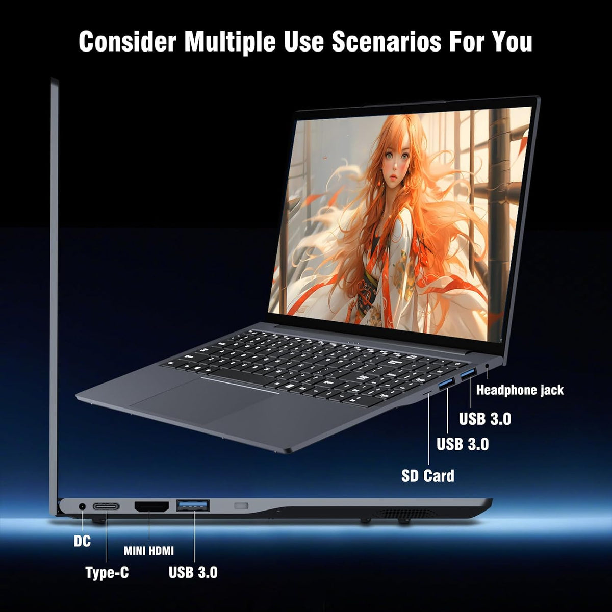 15.6 inch Laptop, Laptops with Core processor (up to 3.40GHz), Gaming Laptop 16GB RAM 512GB ROM, FHD 1920 x 1080, Win 11 Pro Traditional Laptops Computers with WIFI BT 5.0 Netbook For Student Busines