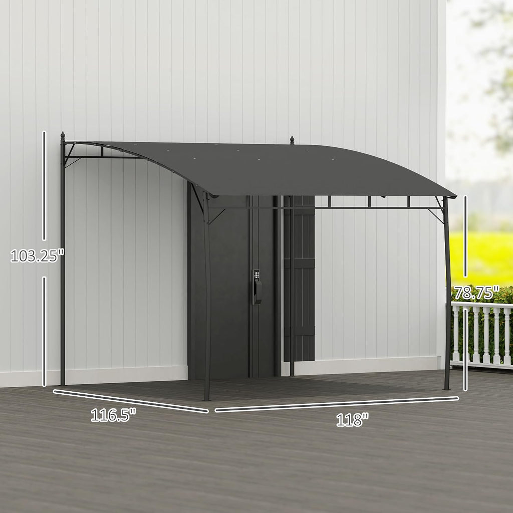 Outsunny 10' x 10' Outdoor Pergola Gazebo with UV-Resistant Canopy and Metal Frame, Sun Shade Shelter for Porch, Patio, Deck, Backyard, Charcoal Gray