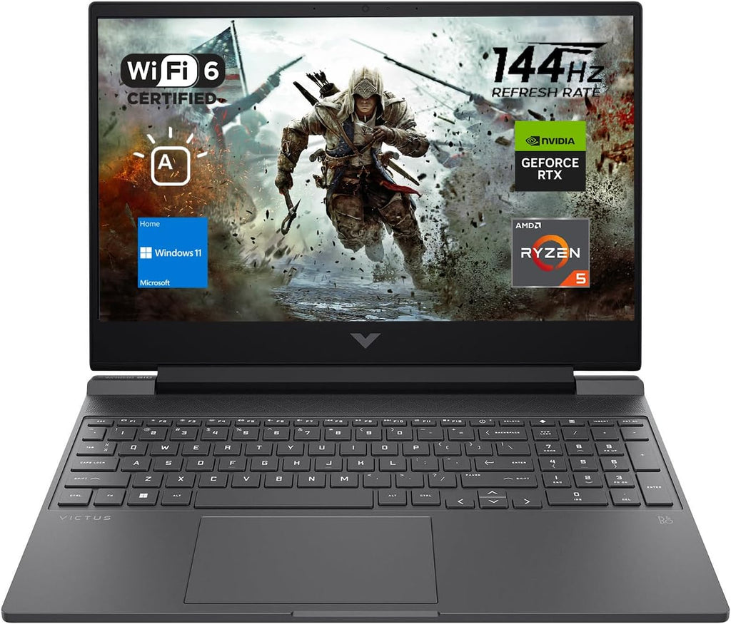 HP Victus 15 Gaming Laptop, 15.6' FHD 144Hz Display, AMD Ryzen 5 7535HS, 32GB DDR5 RAM, 1TB PCIe M.2 SSD, NVIDIA GeForce RTX 2050, HDMI, Webcam, Backlit Keyboard, Wi-Fi 6, Windows 11 Home, Silver