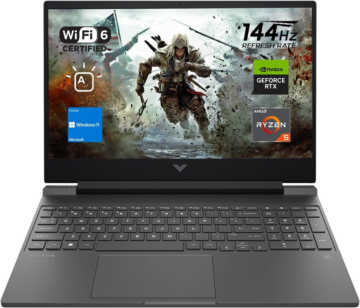 HP Victus 15 Gaming Laptop, 15.6' FHD 144Hz Display, AMD Ryzen 5 7535HS, 64GB DDR5 RAM, 2TB PCIe M.2 SSD, NVIDIA GeForce RTX 2050, HDMI, Webcam, Backlit Keyboard, Wi-Fi 6, Windows 11 Home, Silver