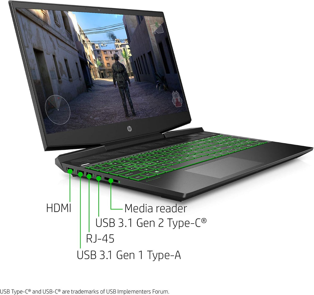 HP Pavilion Gaming 15.6-Inch Micro-EDGE Laptop, Intel Core i5-9300H Processor, NVIDIA GeForce GTX 1650 (4 GB), 8 GB SDRAM, 256 GB SSD, Windows 10 Home (15-dk0020nr, Shadow Black/Acid Green)