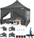 COBIZI 10x10 Pop Up Canopy with 4 Removable Sidewalls, Easy Set Up Canopy Tent, Waterproof Instant Party Tents for Weddings & Parties, UPF 50+ UV Protection, 3-Height Adjustable Frame,Grey
