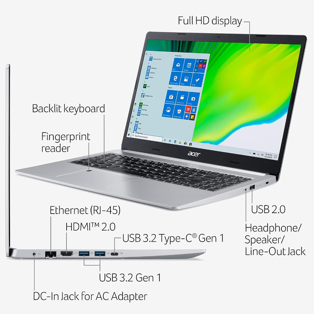 Acer Aspire 5 A515-46-R14K Slim Laptop | 15.6' Full HD IPS | AMD Ryzen 3 3350U Quad-Core Mobile Processor | 4GB DDR4 | 128GB NVMe SSD | WiFi 6 | Backlit KB | Amazon Alexa | Windows 10 Home (S mode)
