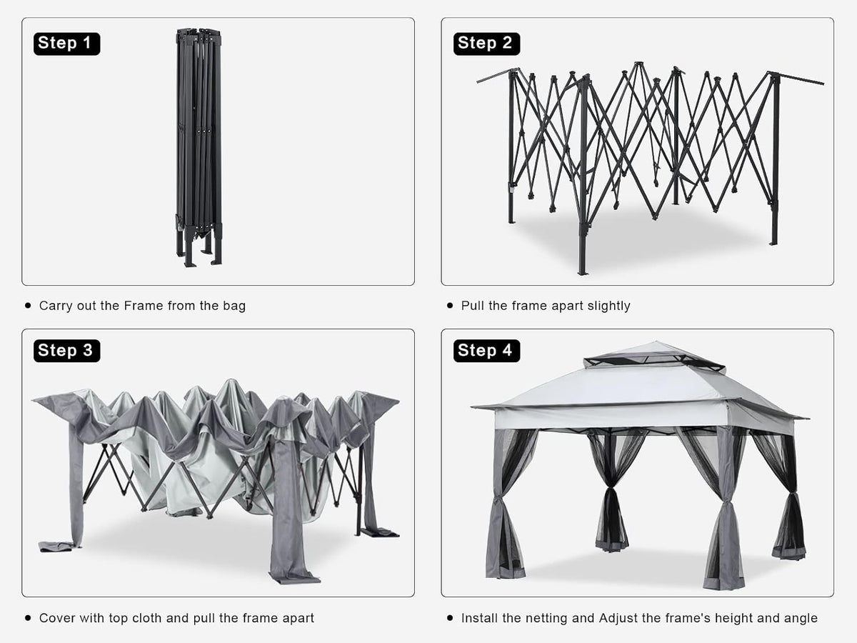 MASTERCANOPY Patio Gazebo Outdoor Pop Up Gazebo with Mesh Walls (11x11,Dark Gray)