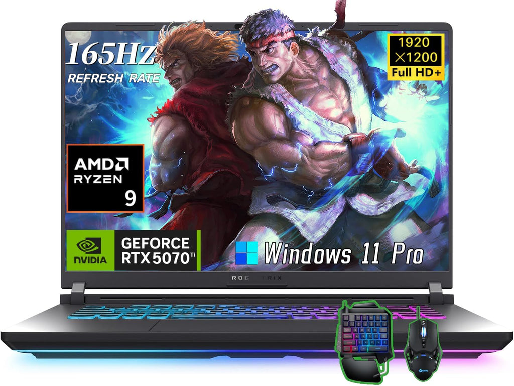 ASUS ROG Strix G16 Gaming Laptop 2025, 16' FHD+ 165Hz WQXGA Display, AMD Ryzen 9 8940HX, GeForce RTX 5070Ti 12GB GDDR7, 64 GB DDR5 RAM, 2 TB SSD, Backlit KB, Windows 11 Pro, w/Accessories