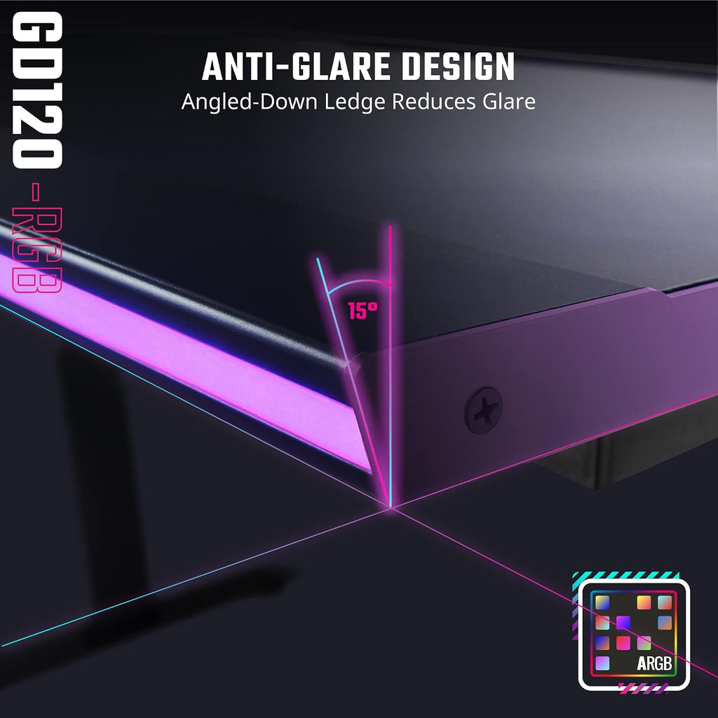 Cooler Master GD120 A1 ARGB 30th Anniversary PC Gaming Desk, Ambient ARGB, Water-Repellent Mousepad, 220lbs Weight Support, 3 Height Levels, Cable Management Tray, 47.2Dx29.5W Workstation|Home Office