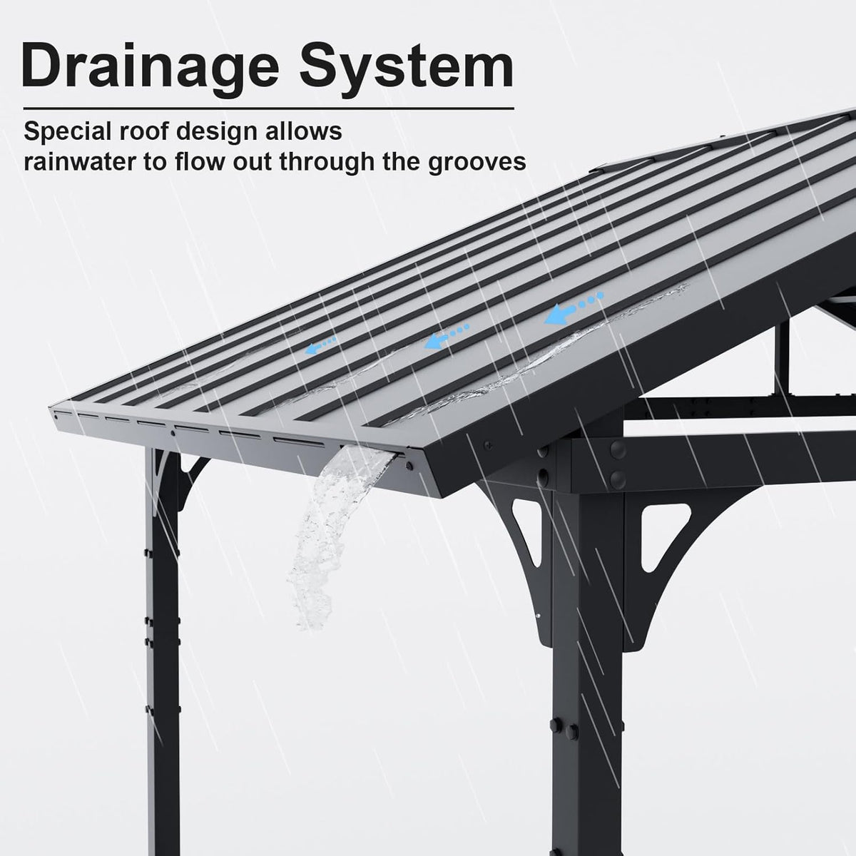 ALAULM 8'x 5' Hardtop Grill Gazebo, Outdoor BBQ Gazebo Metal Roof Canopy with 2 Metal Side Shelves & 5 Tool Hooks for Patio, Garden, Backyard, Poolside (Dark)