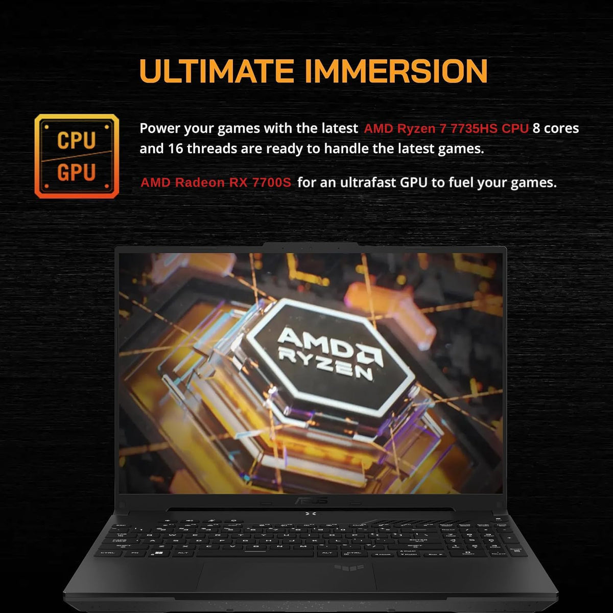 ASUS TUF 16' Ryzen 7 Premium Gaming Laptop, 16' FHD+ 165Hz, AMD Ryzen 7 7735HS (Beats Intel i7-13700H), AMD Radeon RX 7700S (Beats GeForce RTX 4060), 64GB DDR5 RAM, 4TB SSD, RGB Backlit KB, W11 Pro