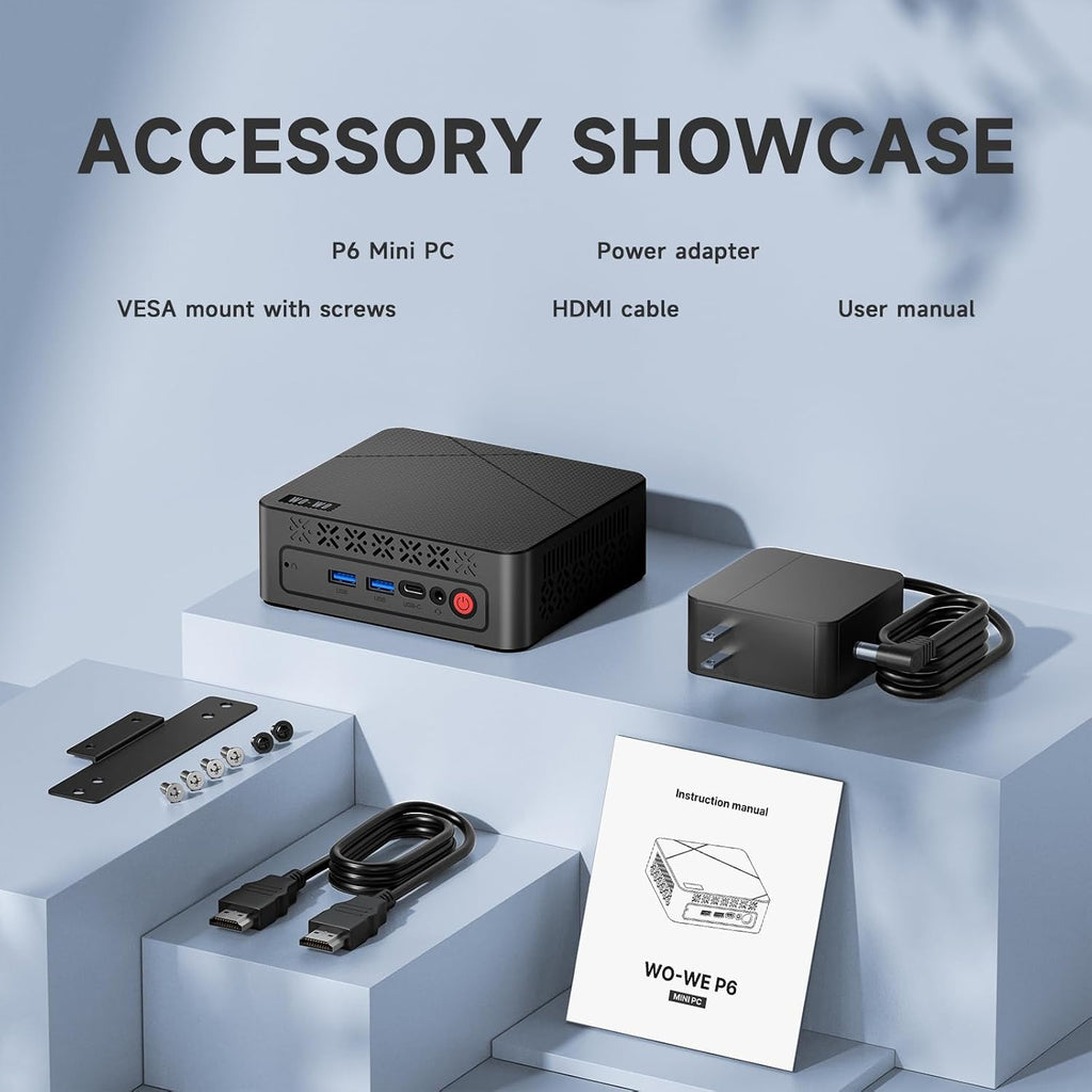 wo-we P6 Mini PC AMD Ryzen 5 3550H(Beats N150/N100/N97) Mini Computers, 16GB DDR4 RAM 512GB NVME SSD Gaming PC,Triple Display Dual HDMI Port&USB-C, WiFi 5/Bluetooth 5.0