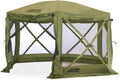 CLAM Quick-Set Pop Up Screen Tent, Pavilion, 12.5 ft, Instant Setup Green Large Outdoor Gazebo Canopy Shelter, Spacious 8-Person Bug-Free Tent for Parties, Backyard, Camping, Events - Green