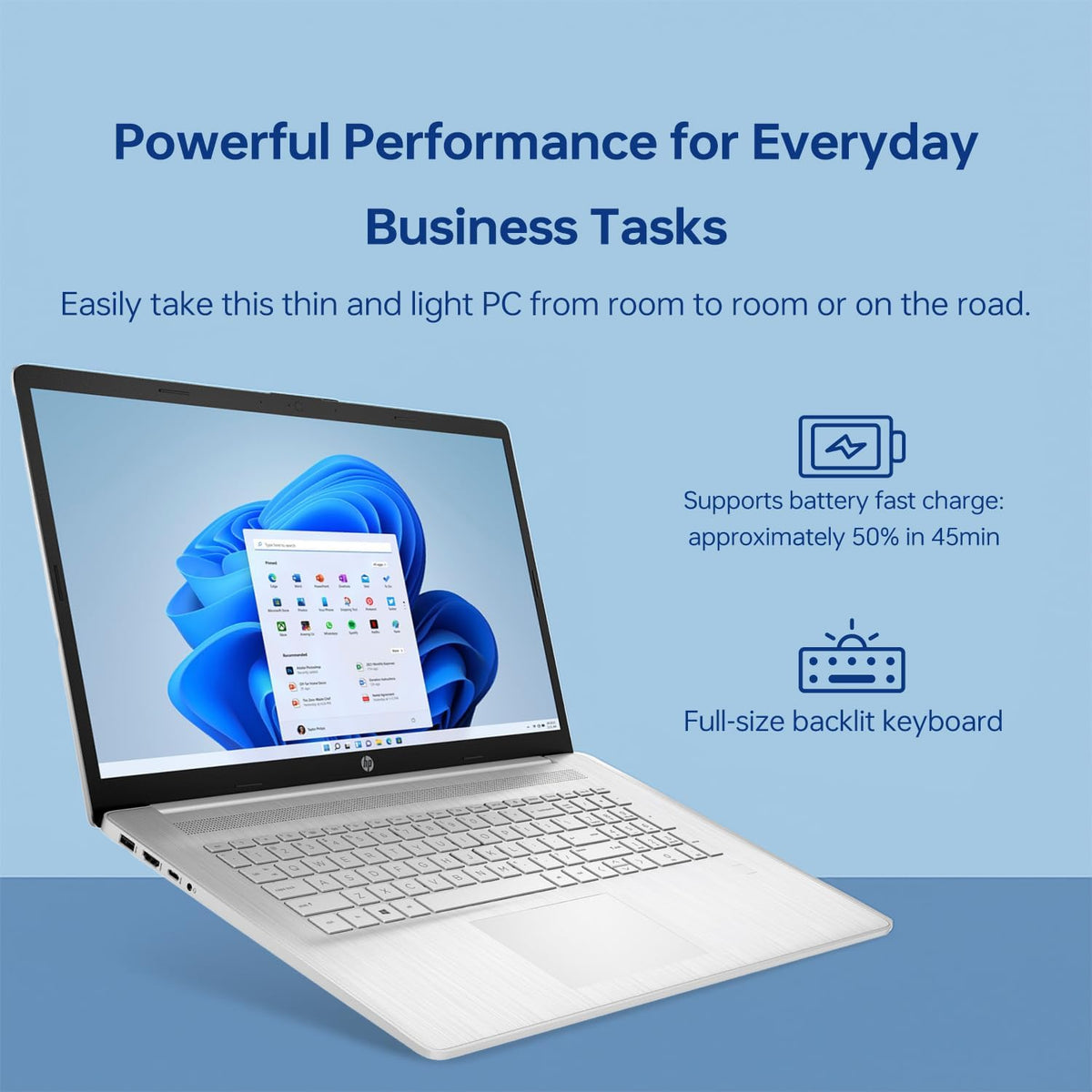 HP 17 Laptop, 17.3'' HD+ Touchscreen Display, 12th Gen Intel Core i7-1255U, 64GB RAM, 2TB SSD, Webcam, HDMI, SuperSpeed USB Ports, Wi-Fi 6, Windows 11 Home, Silver, TPN-I139_4V788AV