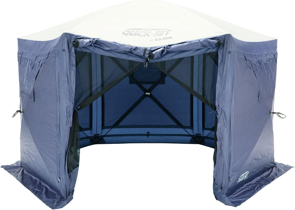 CLAM Quick-Set Pop Up Screen Tent, Pavilion, 12.5 ft, Instant Setup Slate Blue Large Outdoor Gazebo Canopy Shelter, Spacious 8-Person Bug-Free Tent for Parties, Backyard, Camping, Events - Slate Blue