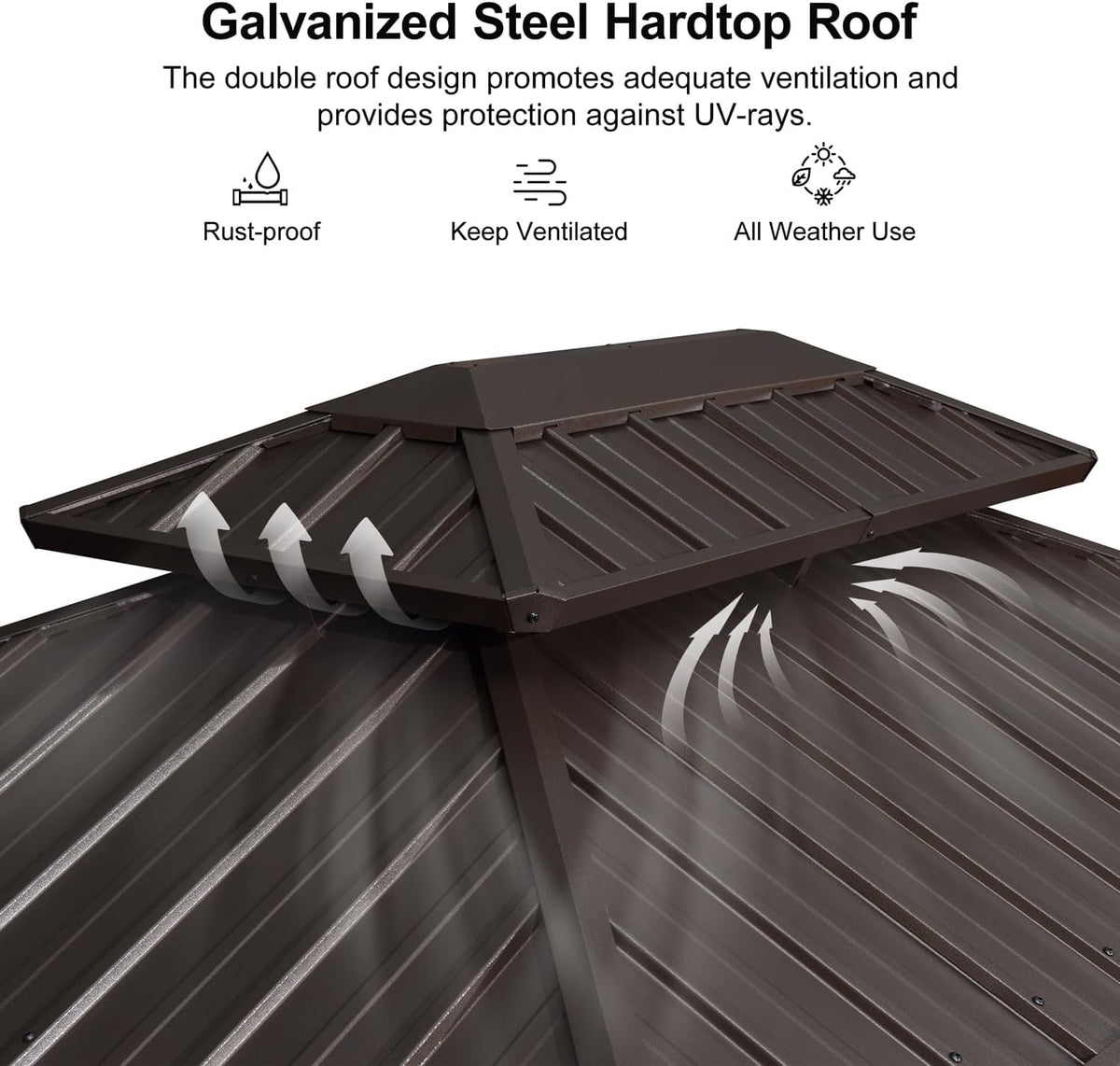 PURPLE LEAF 6' X 8' Hardtop Grill Gazebo for Patio Permanent Metal Roof with 2 Side Shelves Deck Yard Tent Aluminum Garden Outside Sun Shade Outdoor BBQ Canopy