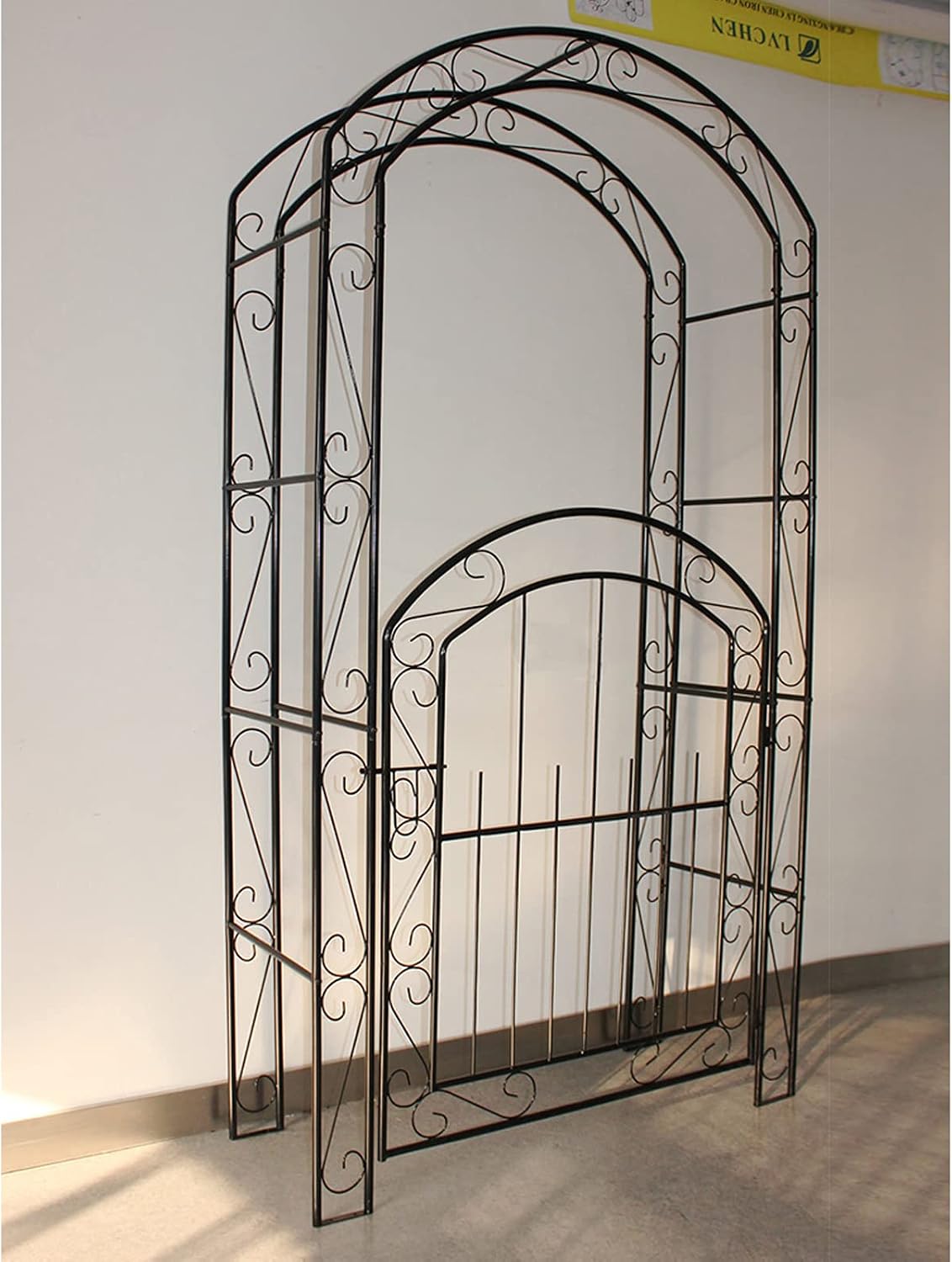 Garden Arch Made of Metal,Rose Arches,Weatherproof Pergola of The Garden Pavilion with Door,Trellis Trellis Arch,Suitable for All Types of Climbing Plants,Celebratory Decoration,115 * 43 * 215 Cm