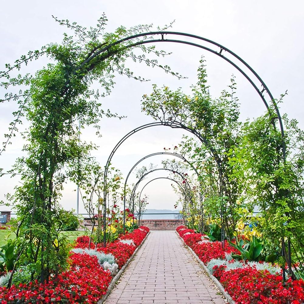 Garden arch climbing vine grid flower rack rose climbing vine rack garden pavilion is very suitable for backyard, lawn, courtyard, wedding decoration, black multiple sizes(Size:235*220cm(92.5*86.6in))