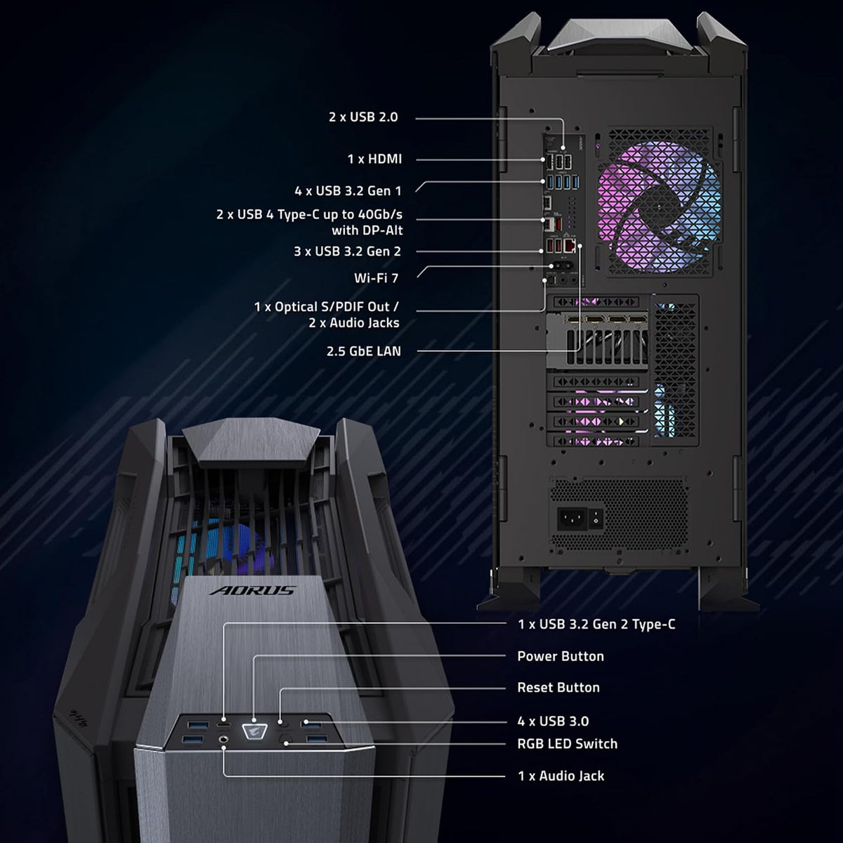 GIGABYTE AORUS Gaming Desktop PC, AMD Ryzen 7 9800X3D, RTX 5090, 64GB DDR5 RAM, 2TB Gen5 NVMe SSD, Windows 11 Home, AORUS Supreme 5 AS5A7N9-5000