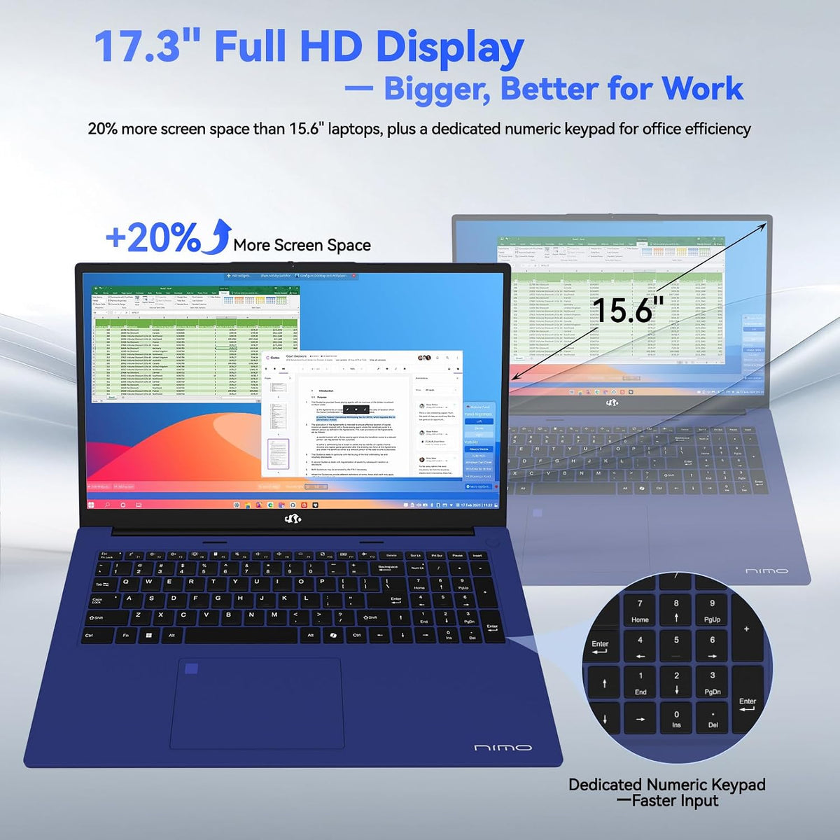 NIMO 17.3' Gaming-Laptop, AMD Ryzen 7 7735HS (8C/16T, Beats i7-12650H) 16GB DDR5 RAM 1TB SSD Computer with Radeon 680M, 100W Type-C Charger, Wi-Fi 6E, 58Wh Battery, Fingerprint, Backlit Keyboard
