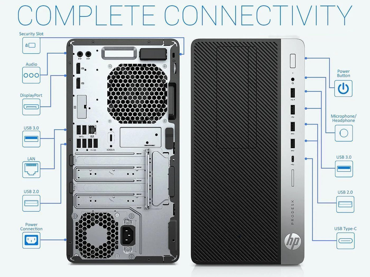 HP ProDesk 600G4 Tower Desktop Computer | Intel i7-8700 (3.4) | 8GB DDR4 RAM | 250GB SSD Solid State | Wi-Fi 5G + Bluetooth | Windows 11 Professional | Home or Office PC (Renewed)
