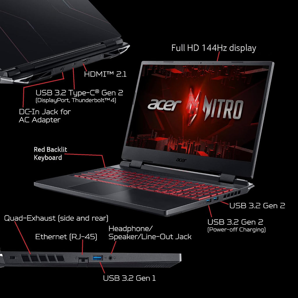 Acer Nitro 5 AN515-58-525P Gaming Laptop | Intel Core i5-12500H | NVIDIA GeForce RTX 3050 Laptop GPU | 15.6' FHD 144Hz IPS Display | 8GB DDR4 | 512GB PCIe Gen 4 SSD | Killer Wi-Fi 6 | Backlit Keyboard