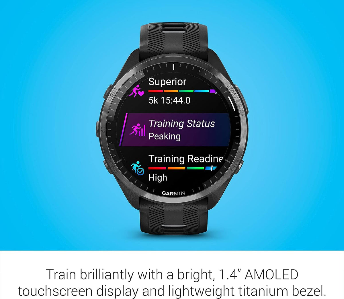Garmin Forerunner® 965 Running Smartwatch, Colorful AMOLED Display, Training Metrics and Recovery Insights, Black and Powder Gray, 010-02809-00