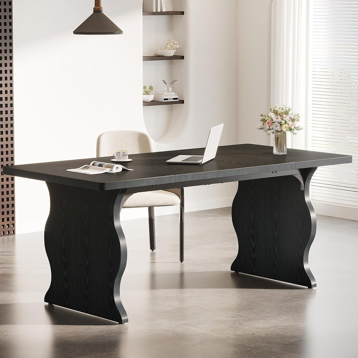 Tribesigns 63' Large Desk for Home Office, Spacious Executive Computer Desk with Ample Leg Room, Double PC Gaming Writing Table Study Desk with Sturdy Legs, Black