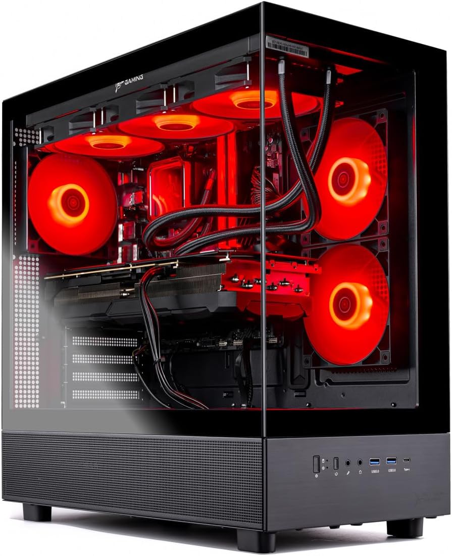 Skytech Gaming Azure 3 Desktop PC, Intel i7 14700F 2.1 GHz (5.3GHz), NVIDIA RTX 5070 12GB, 1TB Gen4 NVMe SSD, 32GB DDR5 RAM 6000 RGB, 850W Gold PSU, 360mm ARGB AIO, Wi-Fi, Win 11