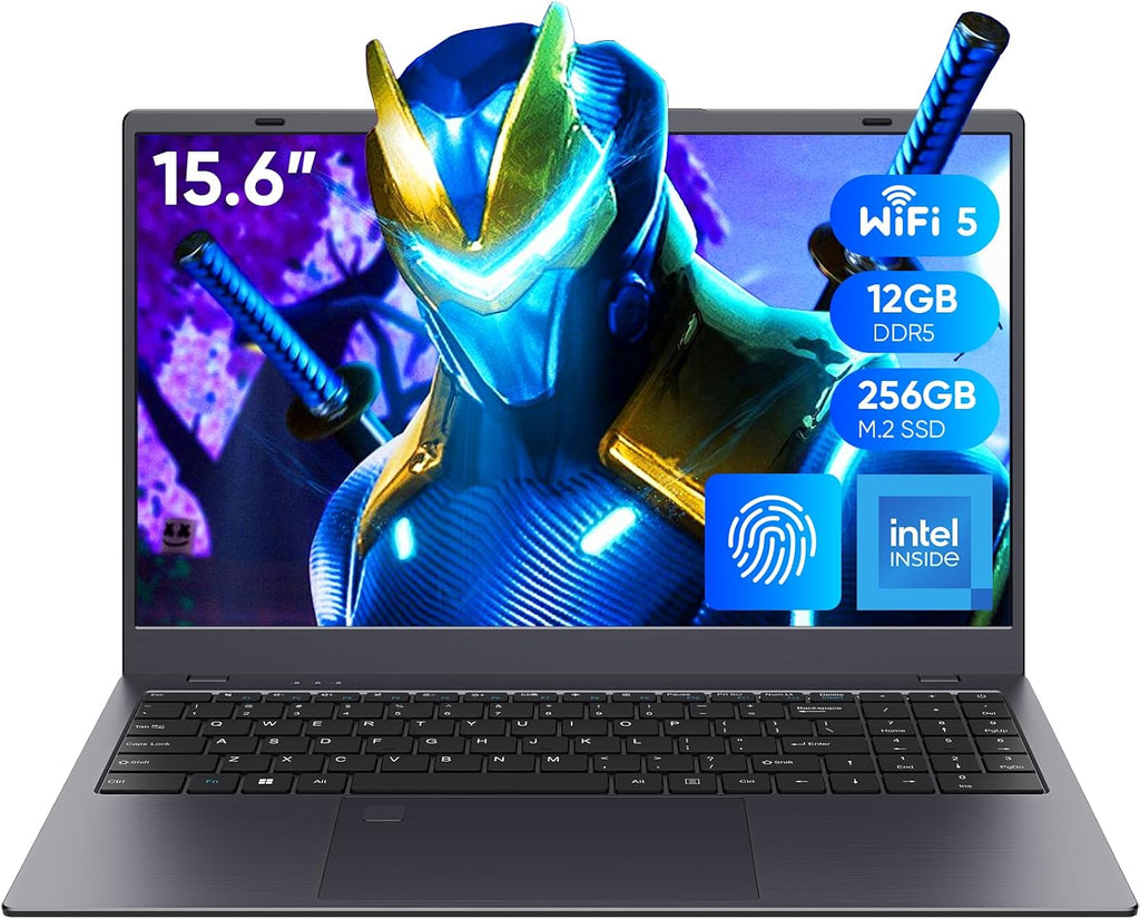 Coolby 15.6inch Laptop, 12GB RAM/256GB SSD, 1920x1080 IPS Display, Intel N95(Beats N5095) Quad Core Laptop Computer, Support Fingerprint, WiFi 5, BT