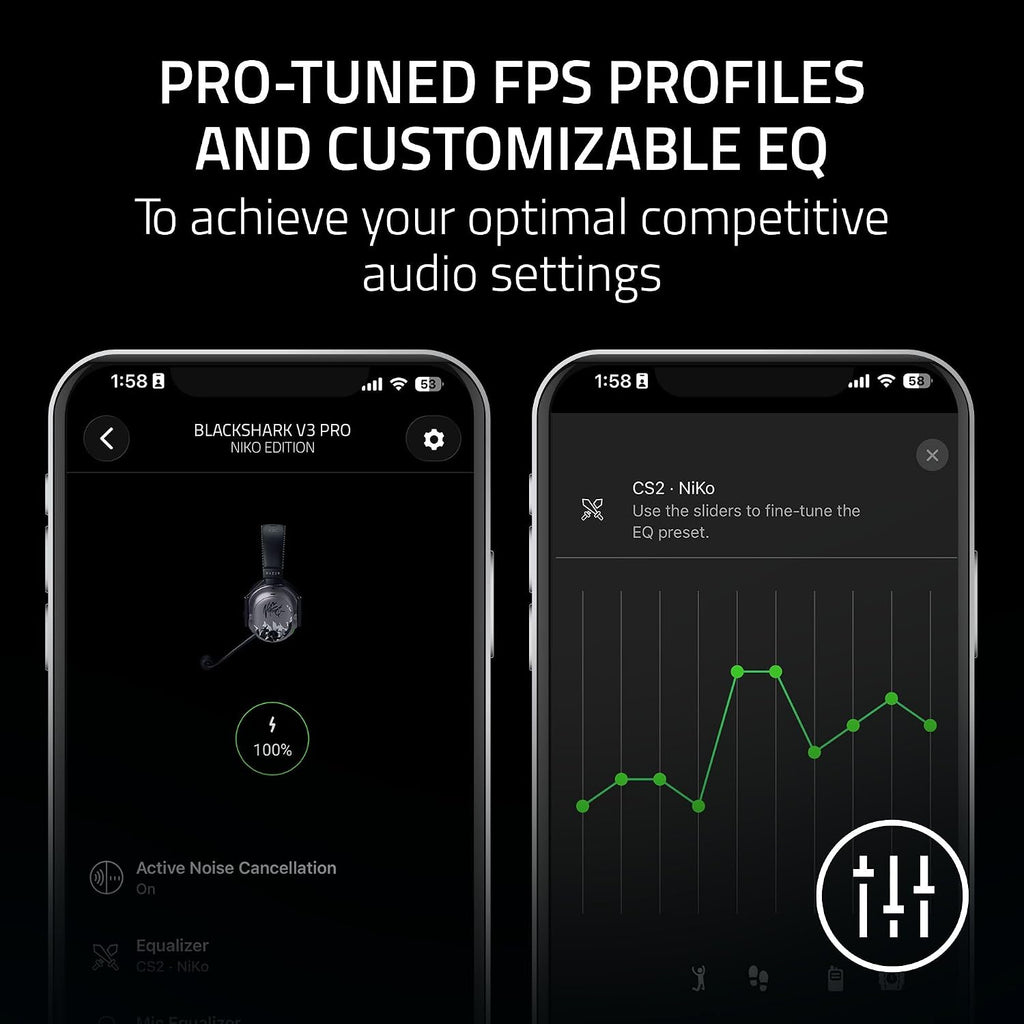 Razer BlackShark V3 Pro Wireless ANC Gaming Headset for PC: Full Band Mic - 50mm Driver - 2.4 GHz, Bluetooth, USB, 3.5mm - Works with PC, Mac, PS5, Nintendo Switch - Long Battery Life - Niko Edition