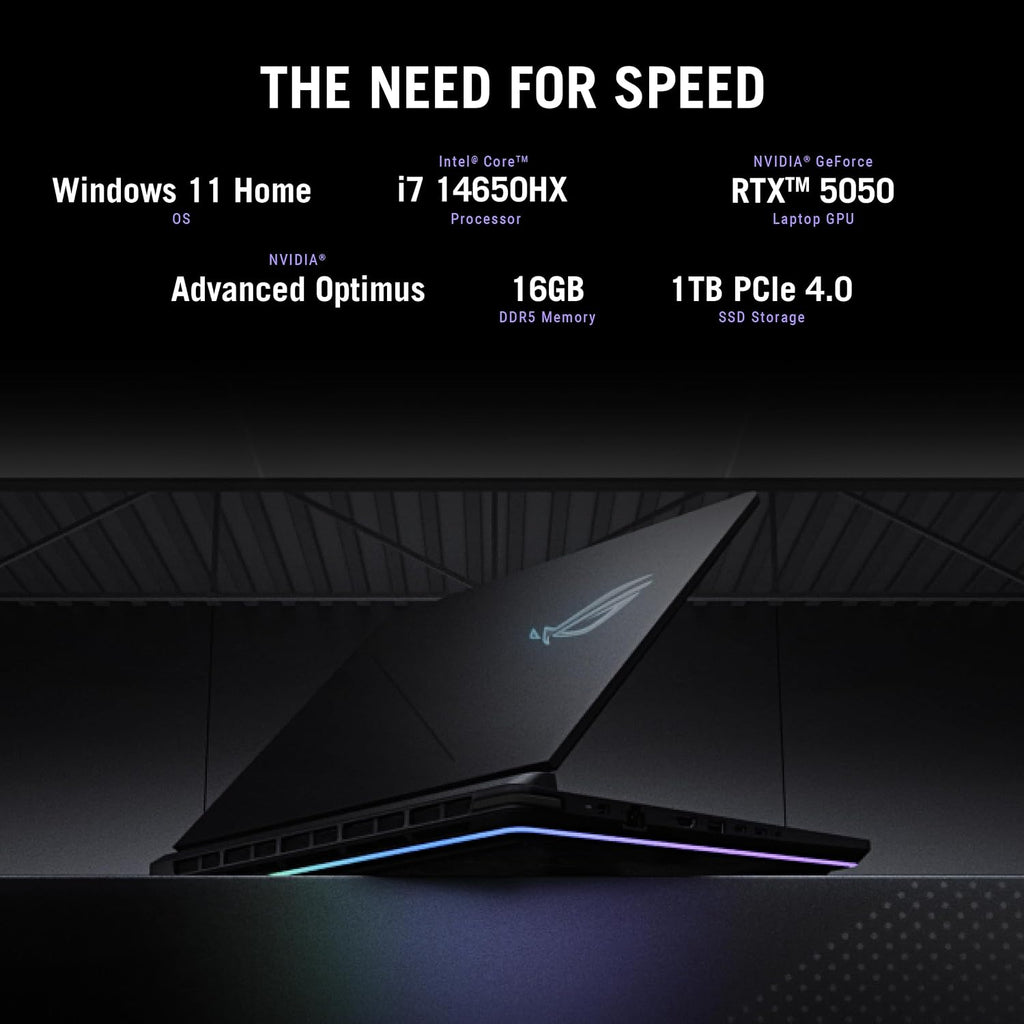 ASUS ROG Strix G16 (2025) Gaming Laptop, 16' FHD+ 16:10 165Hz/3ms Display, NVIDIA® GeForce RTX™ 5050 Laptop GPU, Intel® Core™ i7 Processor 14650HX, 16GB DDR5, 1TB PCIe Gen 4 SSD, Wi-Fi 7, Win 11 Home