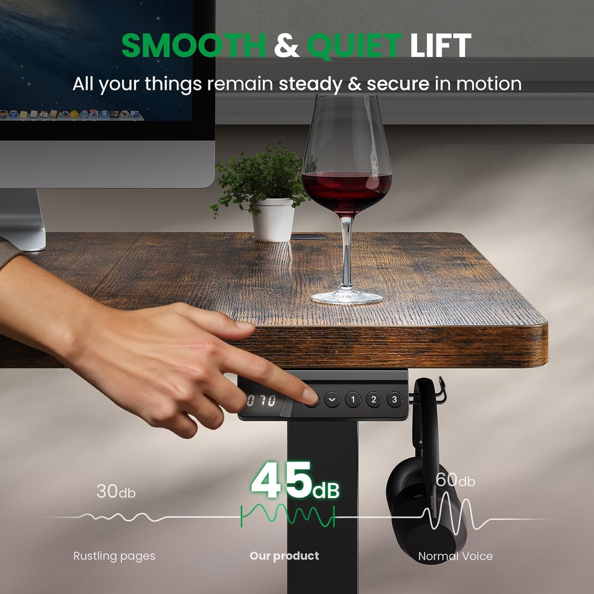1 Inch Thick Tabletop Electric Standing Desk Adjustable - 60x28 Inch Sit Stand Desk, Double Beam Frame, 3 Memory Height Adjustment, Cable Management for Home Office