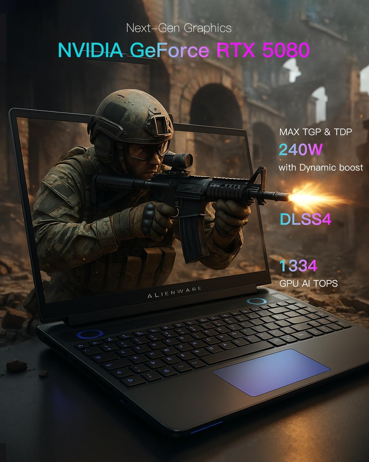 Alienware 16 Area-51 Gaming Laptop - GeForce RTX 5080 16GB GDDR7• Ultra 9 275HX (24•Core• Up to 5.4GHz)• 16' QHD+ 240Hz• Backlit KB• Windows 11 Pro• w/Office License & CD/DVD Drive(64GB DDR5• 2TB SSD)