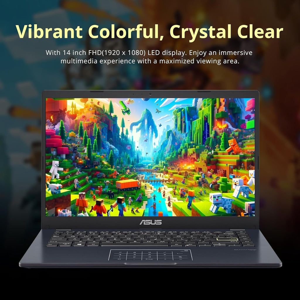 ASUS Vivobook Go 14' FHD Laptop, Intel Celeron N4500, 1-Year of Microsoft 365, Wi-Fi 5, USB Type-C, 10Hrs Battery Life, Windows 11 Home in S Mode, w/HDMI (4GB RAM | 64GB Storage)