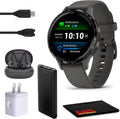 Garmin Venu 3S Advanced Fitness and Health Tracker Smart Watch Slate Stainless Steel Bezel with 41 MM Pebble Gray Case and Silicone Band 1.2 Inch AMOLED Touch Screen Display