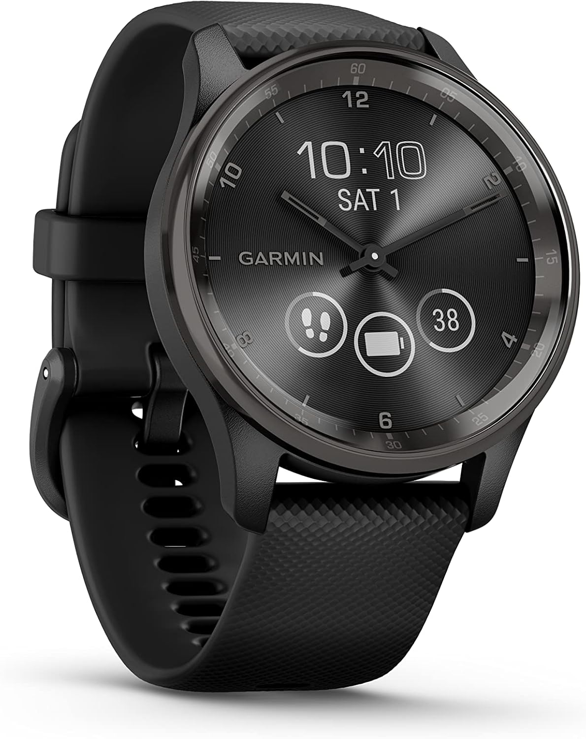 Garmin vívomove Trend, Stylish Hybrid Smartwatch, Long-Lasting Battery Life, Dynamic Watch Hands and Touchscreen Display, Black
