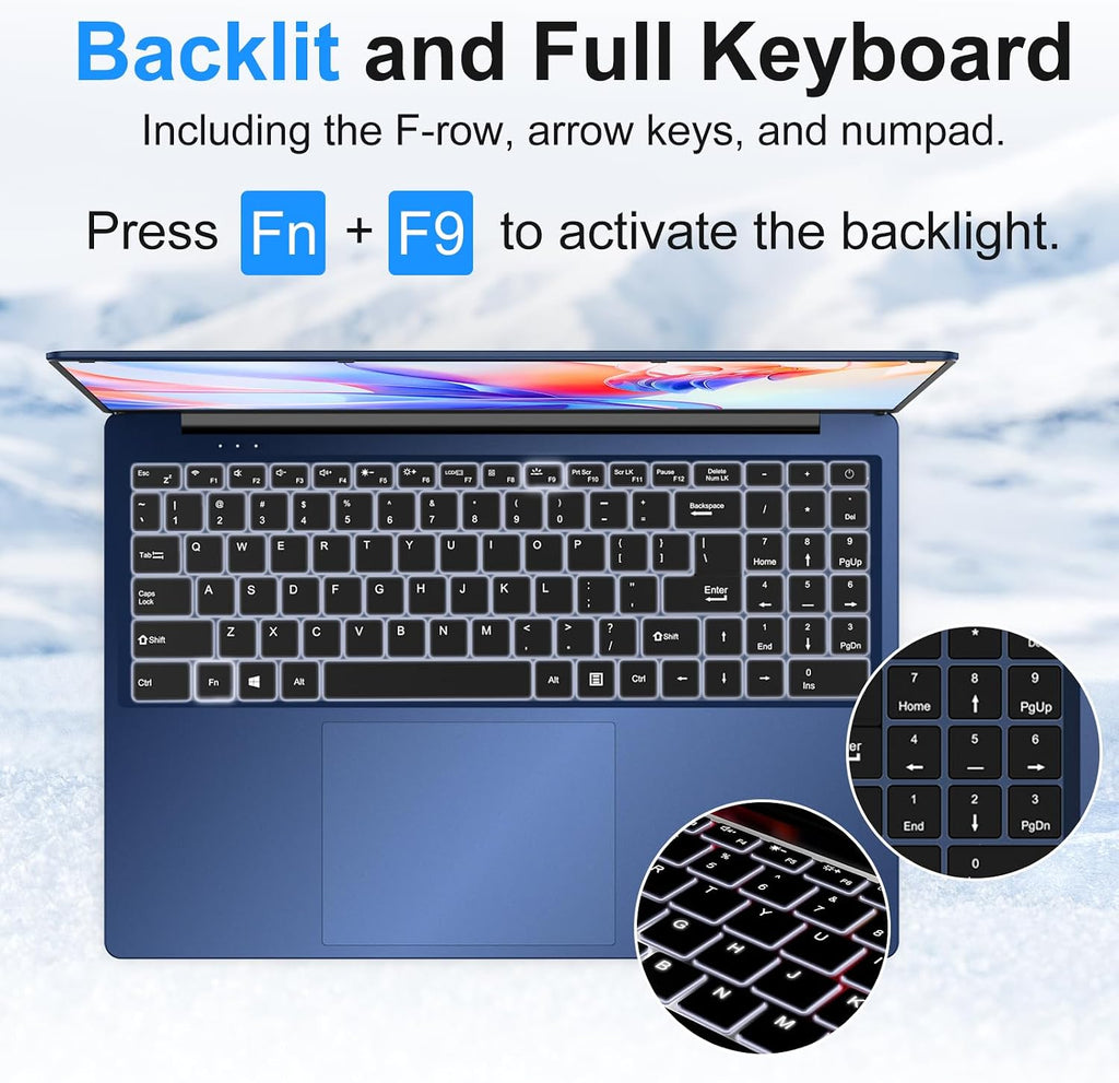 NIAKUN 2026 Gaming Laptop,16 Inch Laptops Computer with Windows 11 Pro & Microsoft Office,16GB RAM 1TB SSD,Intel N150(4C/4T),Backlit Keyboard,Mini HDMI,cam|Mic,Portable Thin for College,Work,Student