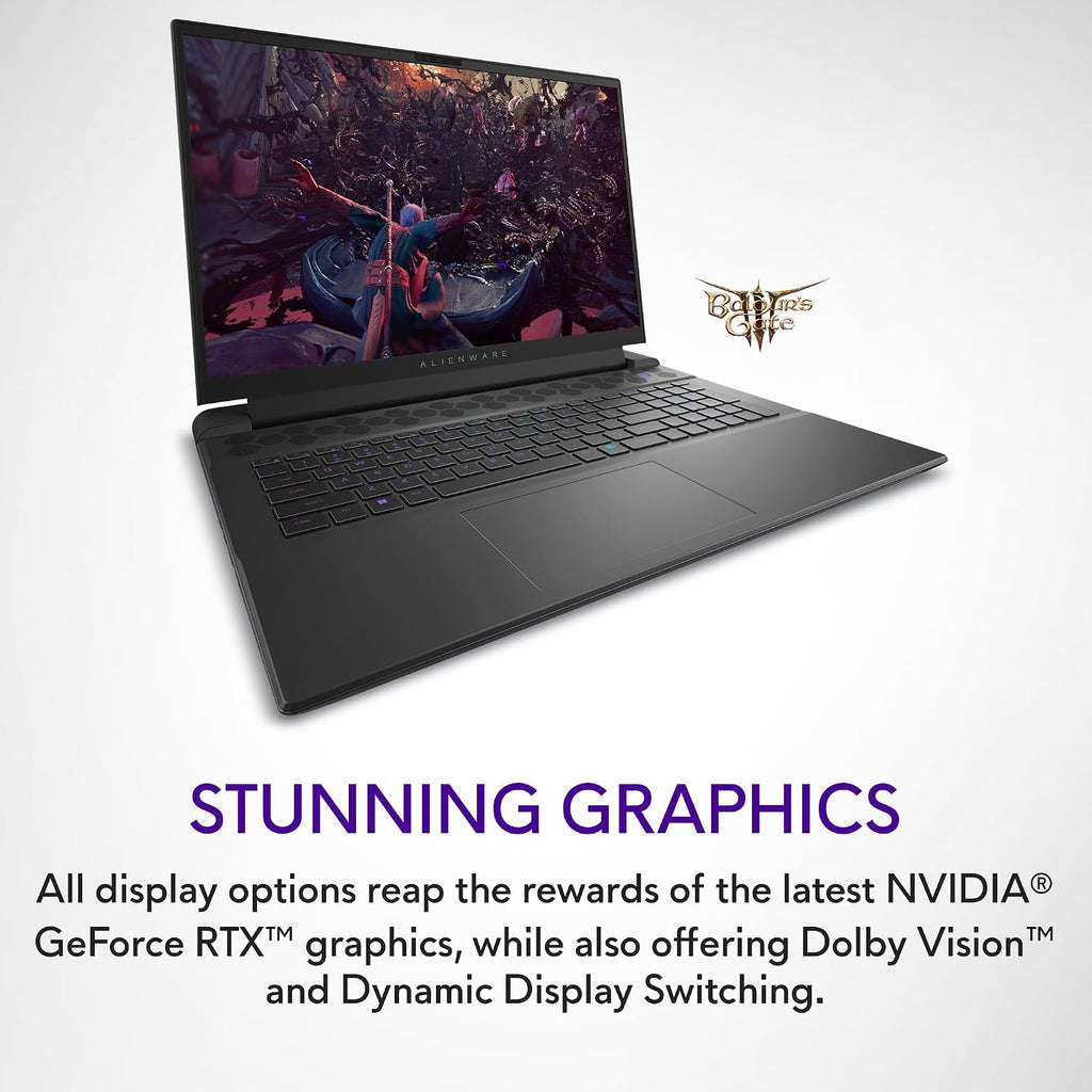 Alienware M18 Gaming Laptop - 18-inch QHD+ 165Hz 3ms Display, Intel Core i7-14700HX, 16GB DDR5 RAM, 1TB SSD, NVIDIA GeForce RTX 4070 8GB GDDR6, Windows 11 Home, Onsite Service - Dark Metallic Moon