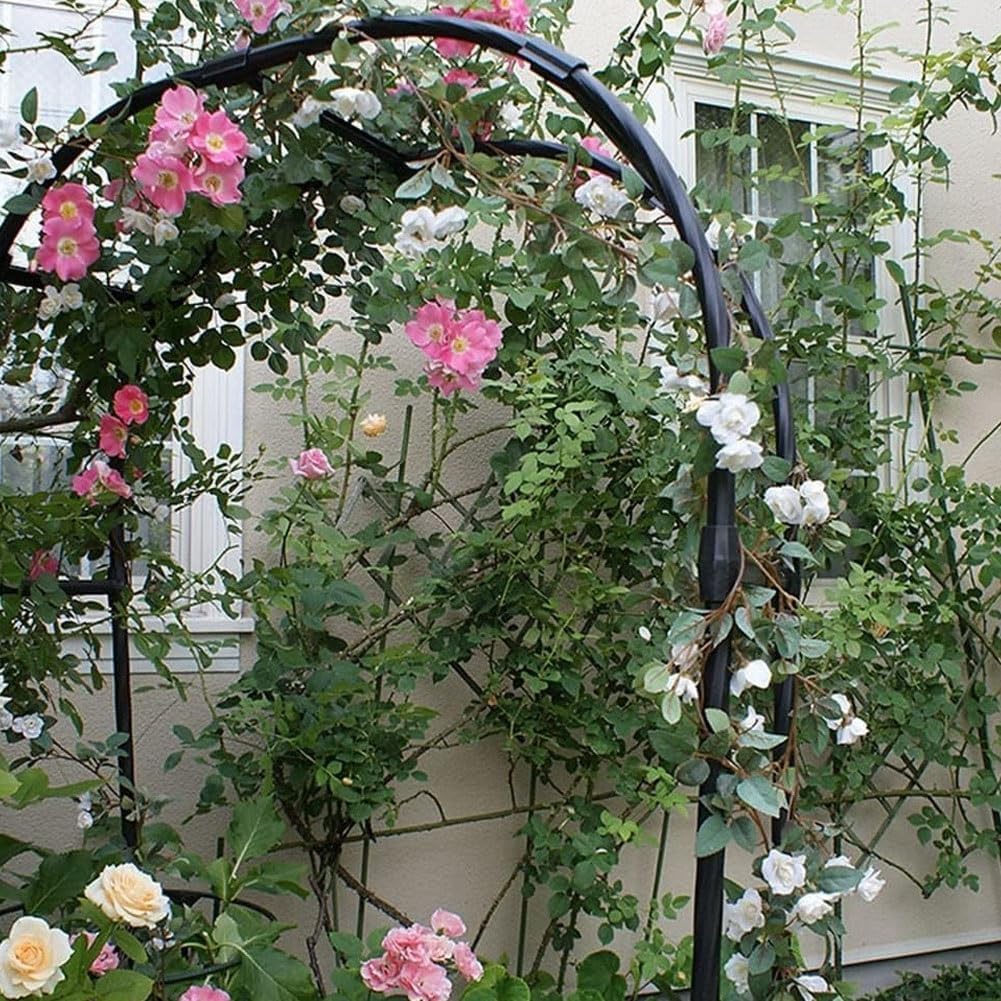 Garden arch climbing vine grid flower rack rose climbing vine rack garden pavilion is very suitable for backyard, lawn, courtyard, wedding decoration, black multiple sizes(Size:185*220cm(72.8*86.6in))