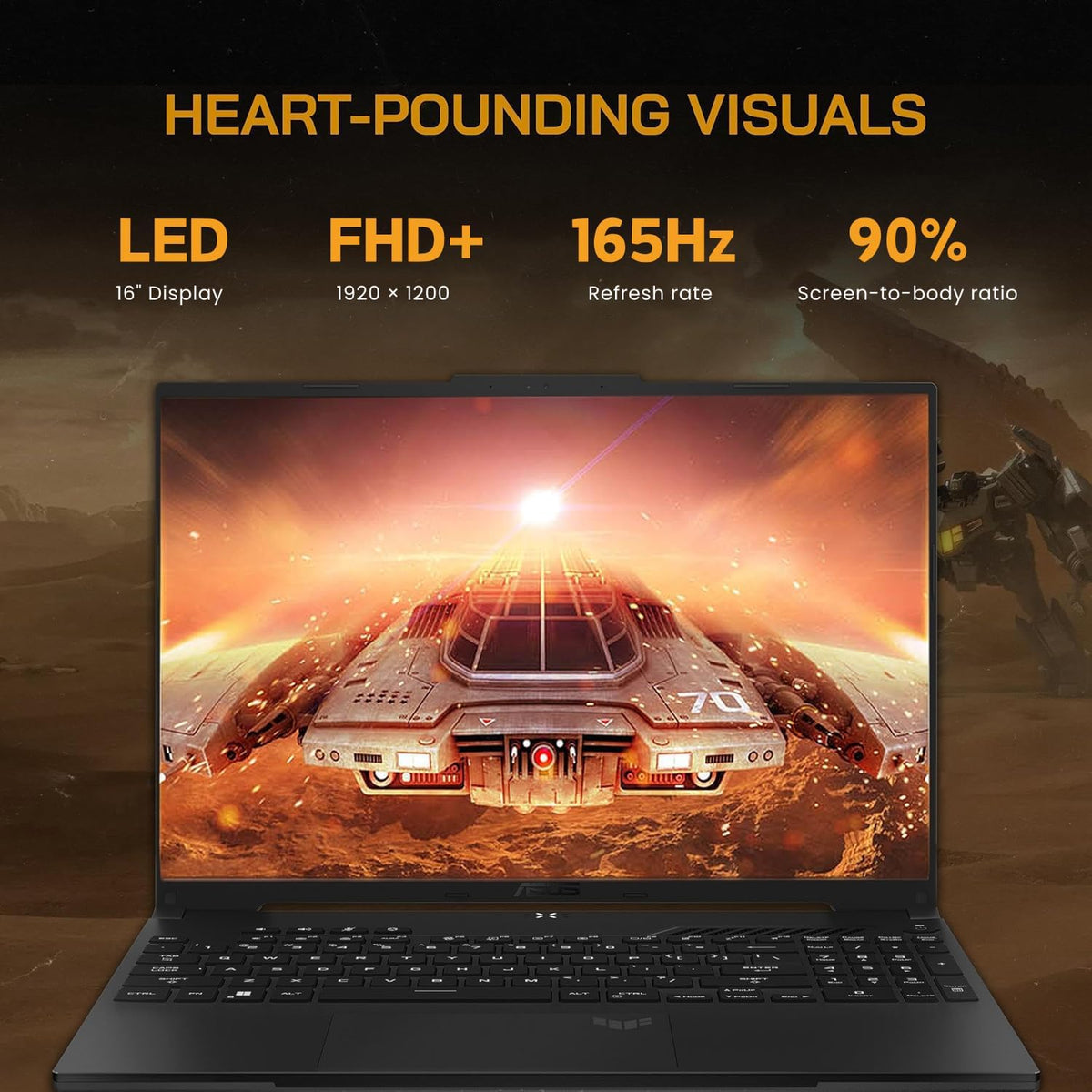 ASUS TUF 16' Ryzen 7 Premium Gaming Laptop, 16' FHD+ 165Hz, AMD Ryzen 7 7735HS (Beats Intel i7-13700H), AMD Radeon RX 7700S (Beats GeForce RTX 4060), 32GB DDR5 RAM, 1TB SSD, RGB Backlit KB, W11 Pro