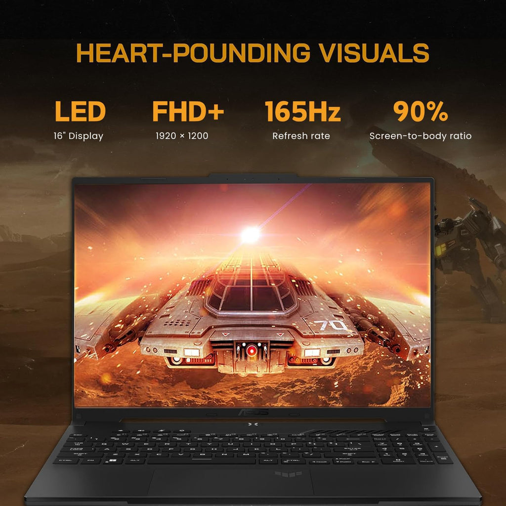 ASUS TUF 16' Ryzen 7 Ultimate Gaming Laptop, 16' FHD+ 165Hz, AMD Ryzen 7 7735HS, AMD Radeon RX 7700S (Beats GeForce RTX 4060), 32GB DDR5 RAM, 1TB SSD, RGB Backlit KB, Wi-Fi 6, Windows 11 Home, Black