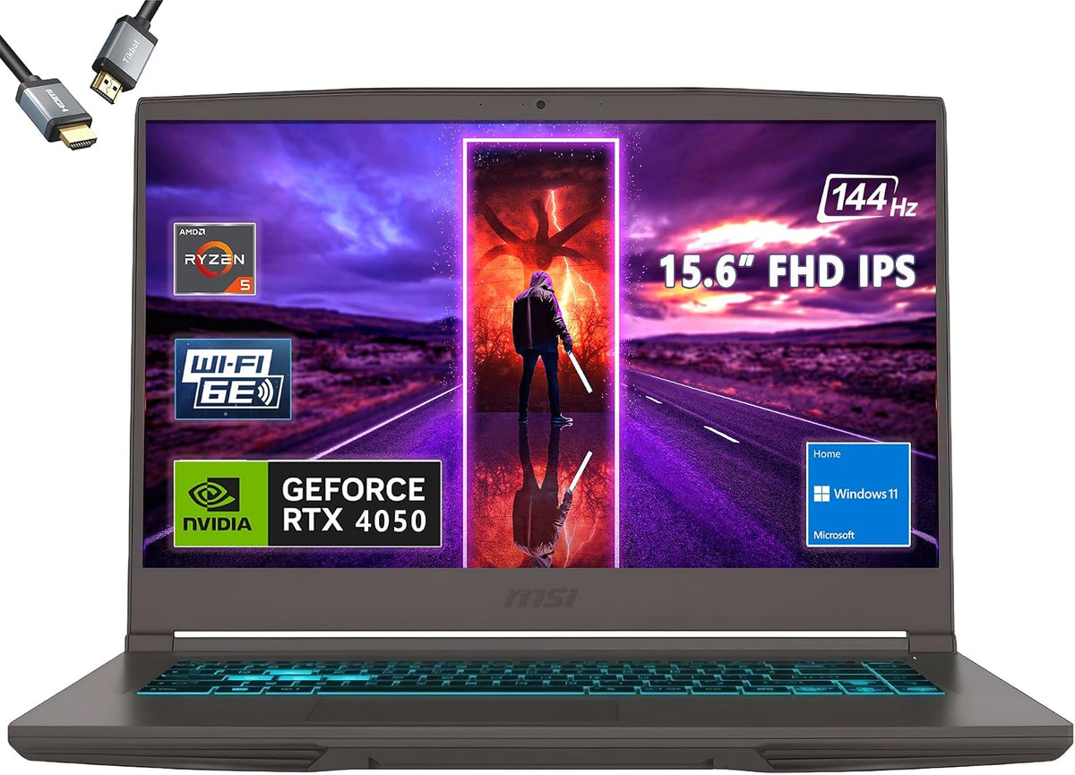 MSI Thin 15 15.6'144Hz Gaming Laptop，AMD R5-7535HS，RTX 4050，Window 11，w/HDMI (64GB RAM | 2TB PCIe SSD)