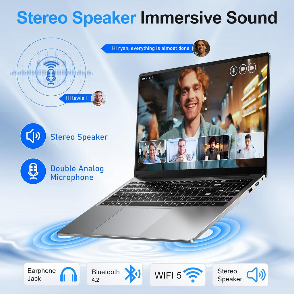 NIAKUN 2026 Gaming Laptop,16 Inch Laptops Computer with Windows 11 Pro & Microsoft Office,16GB RAM 1TB SSD,Intel N150(4C/4T),Backlit Keyboard,Mini HDMI,cam|Mic,Portable Thin for College,Work,Student