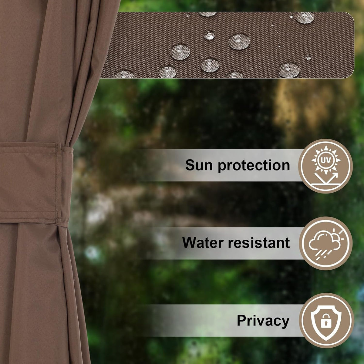 COWVIE 4-Panel 12' x 16' Gazebo Replacement Curtains, Patio Privacy Sidewalls with Double Zipper, Replacement for Outdoor Gazebo Canopy (Curtain Only)