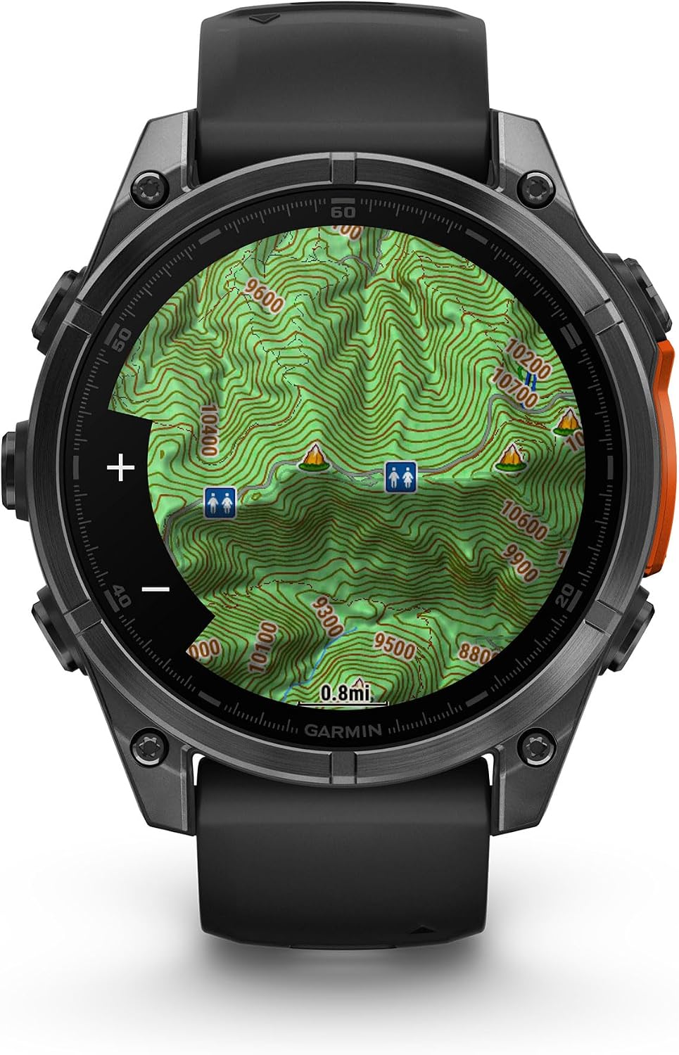 Garmin Fenix 8 Premium Multisport GPS Running Smartwatch, 47 mm, AMOLED, Dive-Rated, Built-in Flashlight, Slate Gray with Black Band with Signature Series Charging Stand