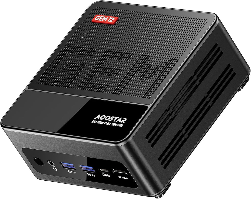 AOOSTAR GEM12 MAX Mini PC Ryzen 7 8745HS (8C/16T up to 5.1GHz), Support OpenClaw 24GB DDR5 1TB PCIe4.0, Radeon 780M Graphics Gaming Computers, with OCuLink Dual USB4, HDMI/Dual 2.5G LAN/ BT5.2/WIFl6