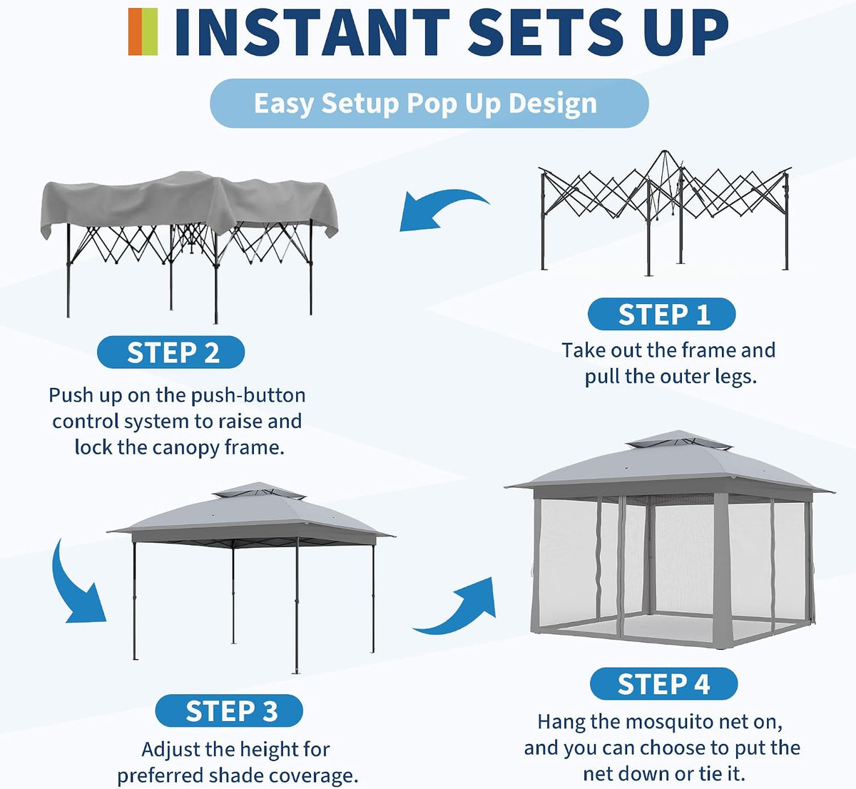 GarveeLife Outdoor Canopy Tent with Mosquito Netting, 11FTfor Patio, Outdoor Gazebo with Portable Carrying Bag