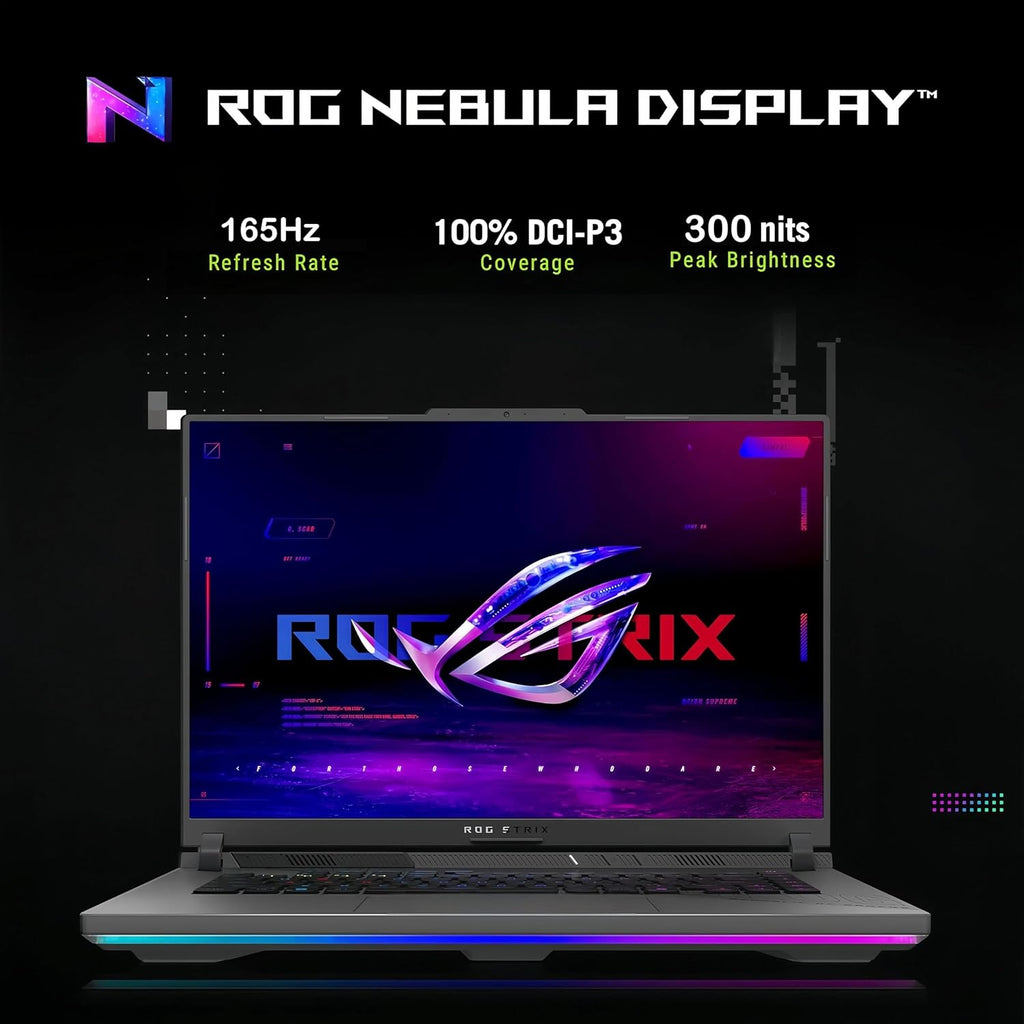 ASUS ROG Strix-G16 Gaming Laptop - AMD Ryzen 9 8940HX (Up to 5.3 GHz), NVIDIA GeForce RTX 5070 Ti, 16' 165Hz 300 nits Display, 32GB DDR5 RAM, 1TB SSD, WiFi 6E, Backlit KB, Win11 Pro, with Accessories
