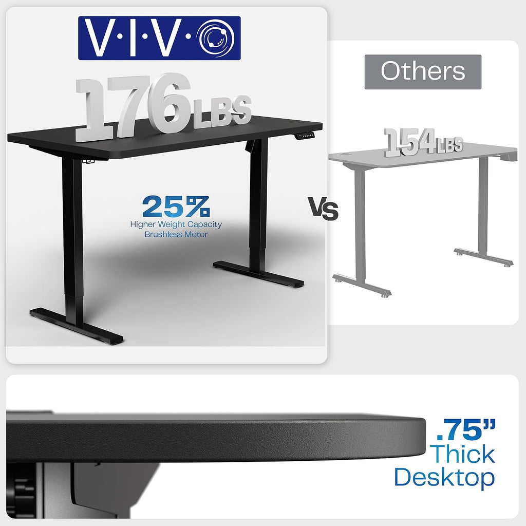 VIVO Electric 60 x 30 in Standing Adjustable Gaming Desk with Hidden Cable Trays, Full-Size Mouse Pad, Black Top Gray Frame, DESK-KIT-1G6-P3B