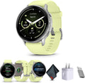 Garmin Venu 4, 45mm, Advanced Fitness Tracker GPS Smartwatch, 1.4' AMOLED Display, Built-in Flashlight, 12 Days of Battery Life, Silver with Citron Silicone Band (Watch Bundle)